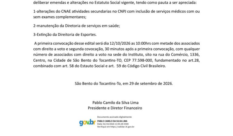 IBS – EDITAL DE CONVOCAÇÃO PARA ASSEMBLEIA GERAL ORDINÁRIA